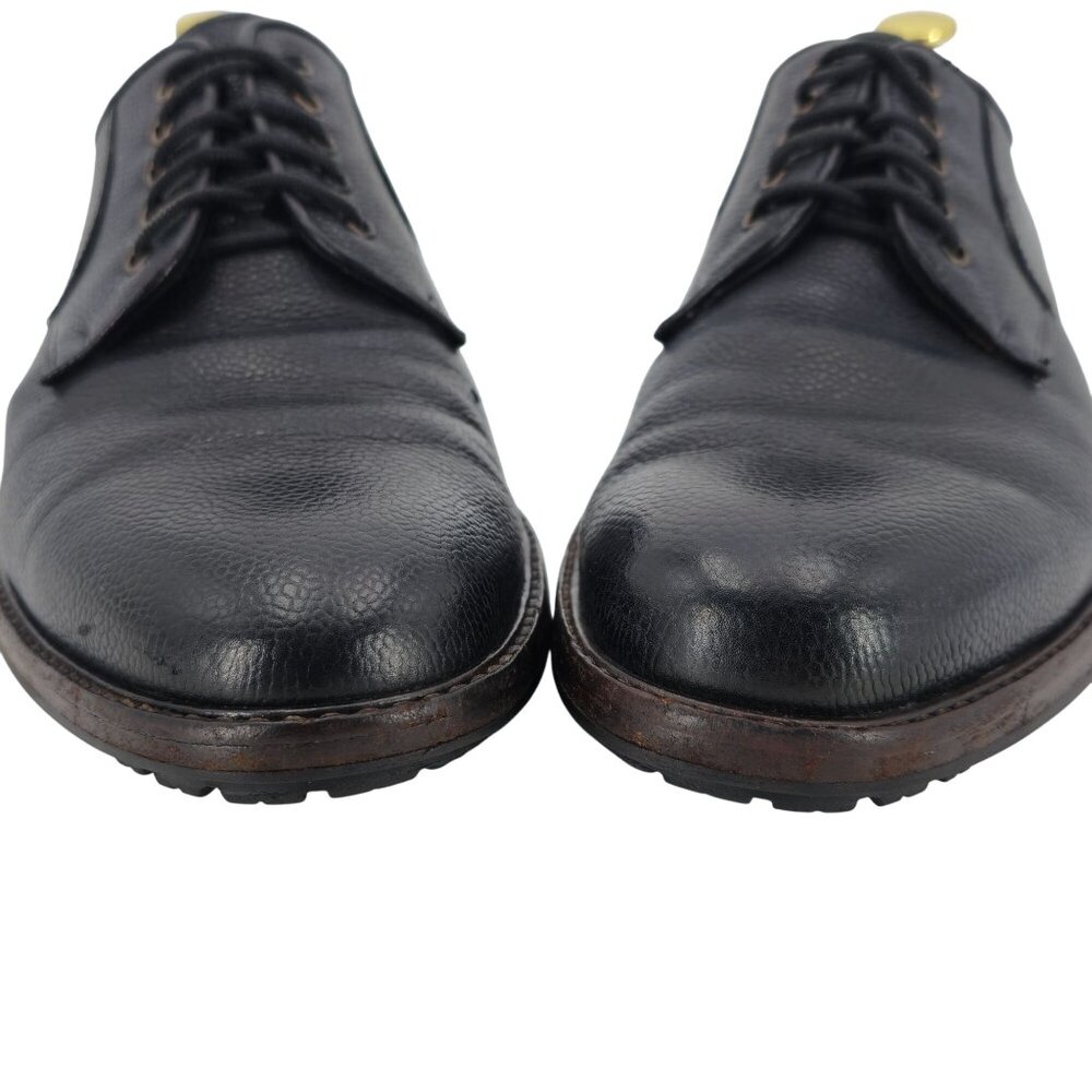 Vintage Salvatore Ferragamo Italy Men 9.5 Black Leather Dress Shoes Derby Oxford - Picture 9 of 12